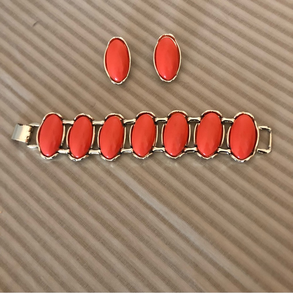 Orange 2pc Vintage Jewelry Set